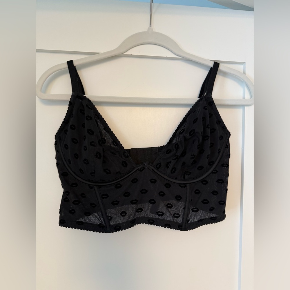 34DD Victoria’s Secret Black Mesh Crop Corset